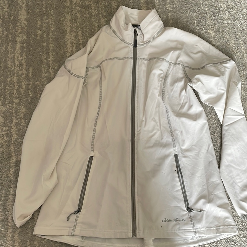 Eddie Bauer lightweight white zip up jacket